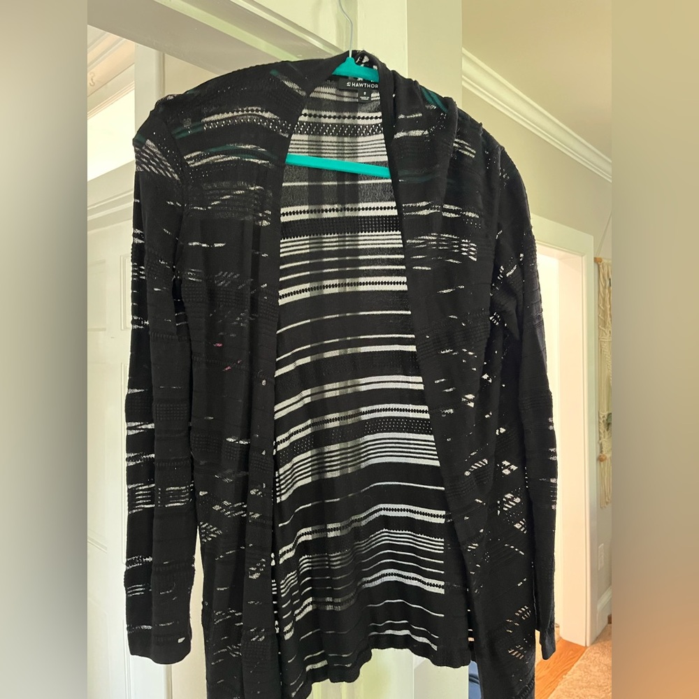 Black and White Striped Cardigan